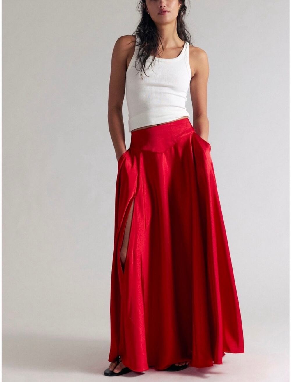 Free People Chico Maxi Skirt Size 8 Salsa Red